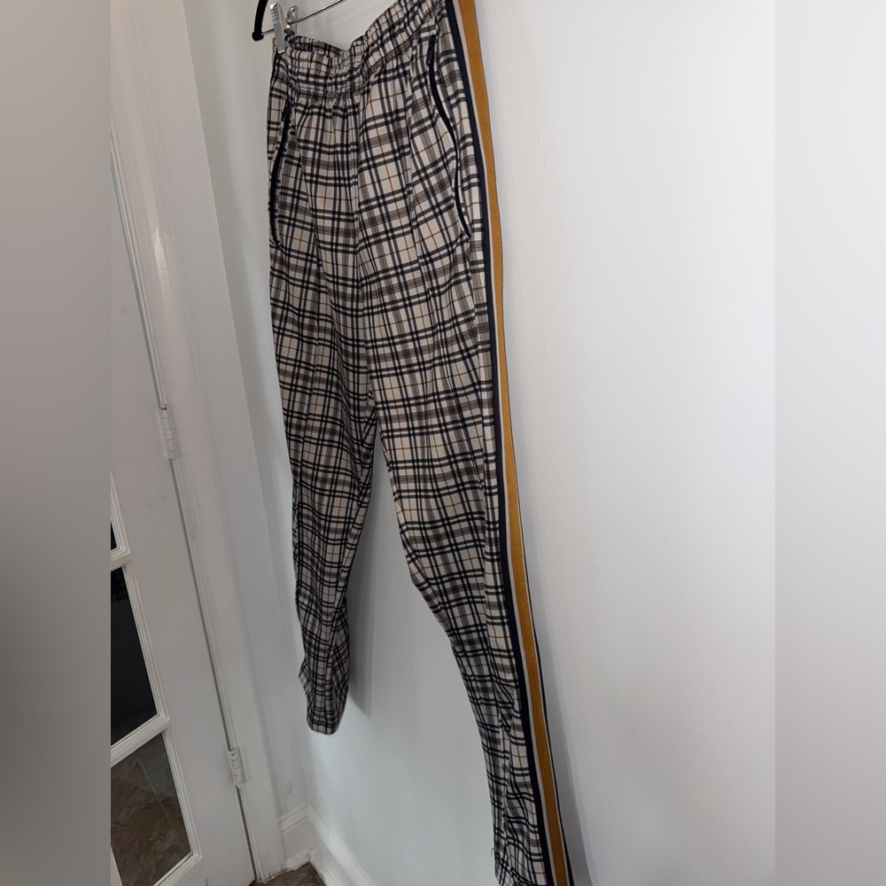 β¨ Urban Outfitters Menβs Plaid Track Pants β Tan/Black β Size S β¨ - Picture 5 of 12